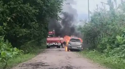 Falló en plena ruta, salió humo y terminó envuelto en llamas: lo que hizo el conductor