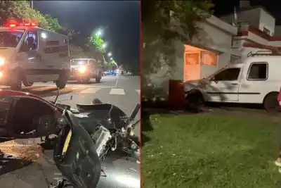 Paraná: iban en moto por Rondeau y Garat, la Caddy los embistió y terminó dentro de un portón
