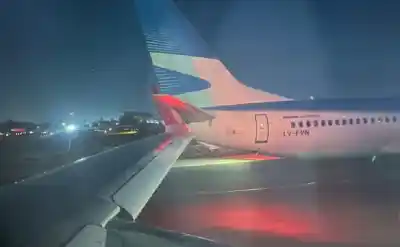 Insólito choque en Santiago: un avión de LATAM impactó contra un vuelo de Aerolíneas Argentinas en la pista