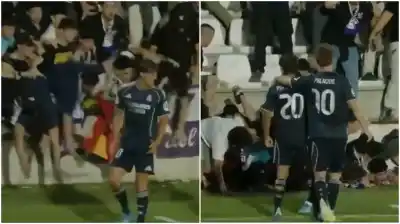 Se derrumbó una tribuna durante un partido del Real Madrid Castilla: el momento de pánico