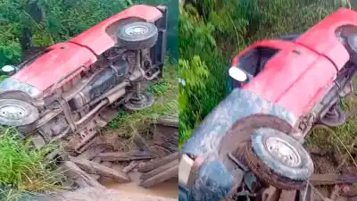 Un auto cayó al Canal de Dios en Monte Quemado al cruzar un puente peatonal