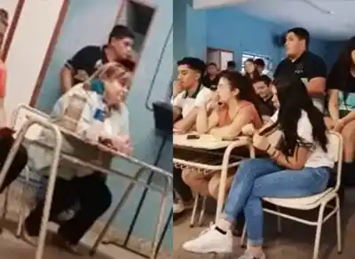 Videos| Delegada comunal intenta adoctrinar a alumnos de Monteros a favor de Massa pero jóvenes responden apoyando a Milei