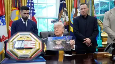 Donald Trump recibió a Topuria y Gaethje en la Casa Blanca: el insólito lugar donde montarán el octágono