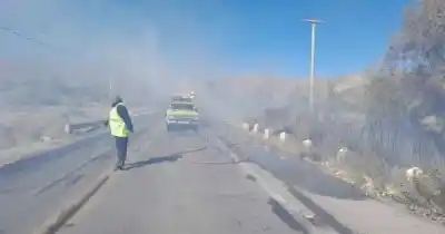El fuego sorprendió en la Ruta 7 y lo que vieron los bomberos heló la sangre