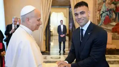 Lautaro Martínez y el Inter de Milán visitaron al Papa León XIV en el Vaticano: lo que les dijo los dejó sin palabras