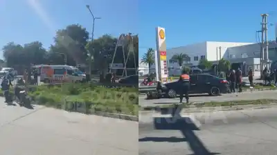 Impacto en Alsina y Lugones: moto contra auto y una mujer con lesiones en las rodillas