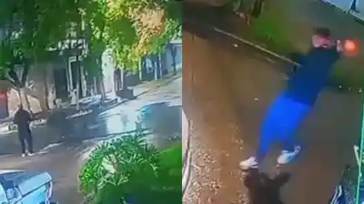 Cámaras captaron a un adolescente baleando la casa de un compañero de escuela en Lanús