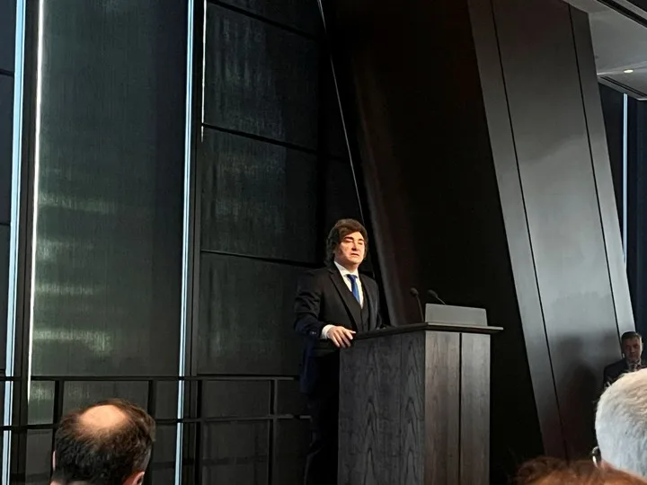 El presidente Javier Milei, durante su discurso de este martes. Foto: Reuters