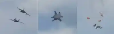 Dos cazas chocaron en el aire durante una exhibición militar y lo que pasó después sorprendió a todos