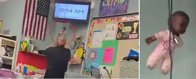 Colgó una muñeca oscura en plena clase y lo que pasó después es escalofriante