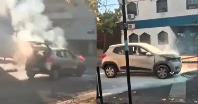 Se le incendió el auto mientras esperaba el semáforo: vecinos se armaron con matafuegos