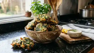 El truco definitivo para hacer buñuelos de espinaca sin freír y sin harina