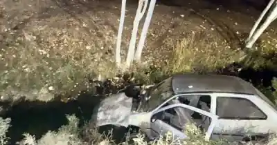 Esquivó a un perro, perdió el control y su auto cayó a un canal en Guaymallén
