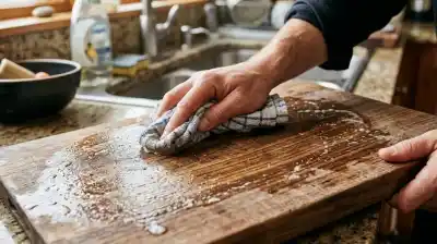 El truco con sal y agua tibia que elimina manchas y olores de tu tabla de madera