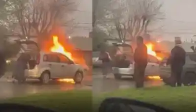 Se le prendió fuego el auto en plena calle y lo que logró rescatar antes de que las llamas lo consumieran todo