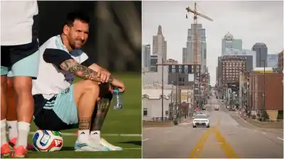 Una camioneta con banderas argentinas rompe el silencio en Kansas: así espera la ciudad el aluvión de hinchas