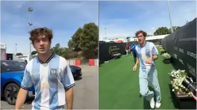 Franco Colapinto llegó a Barcelona con la camiseta de la Selección y desató un insólito duelo con Pierre Gasly