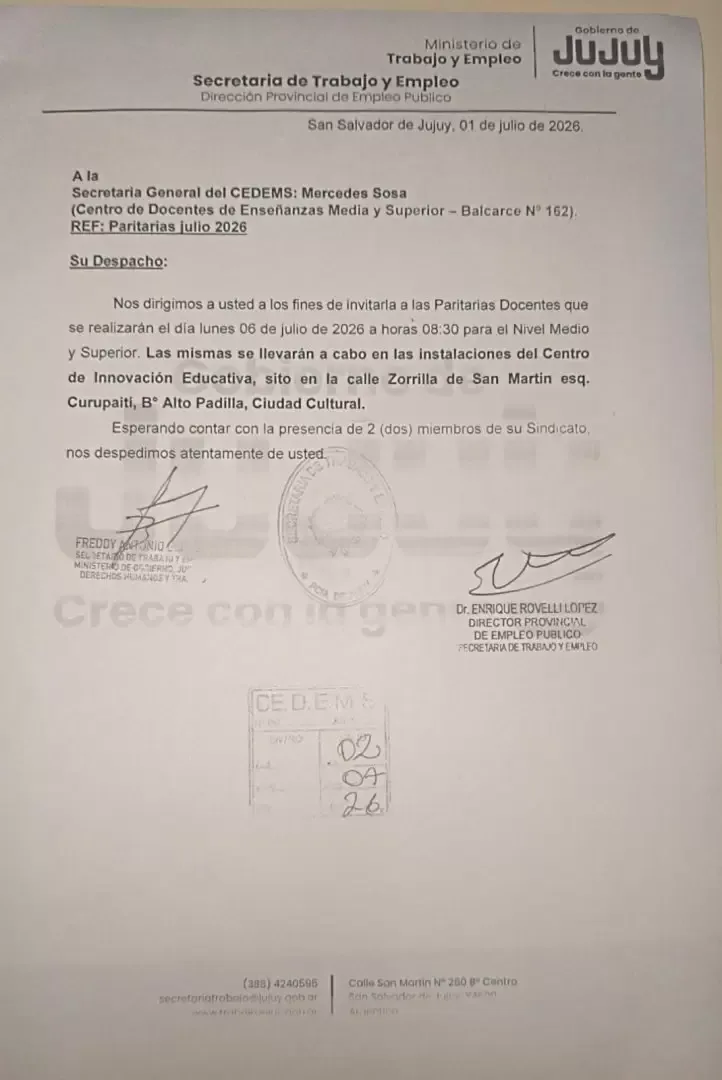 Convocatoria a paritarias