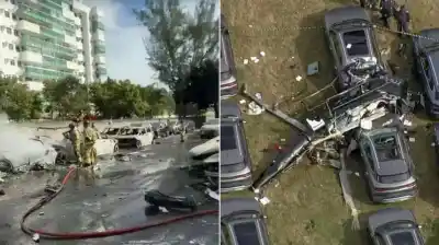 Choque de helicópteros en Río deja seis muertos: una de las naves se incendió frente a un concesionario