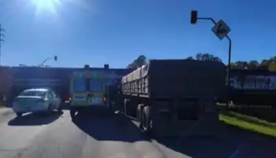 El sol le jugó una mala pasada: camión chocó contra un tren en Olavarría