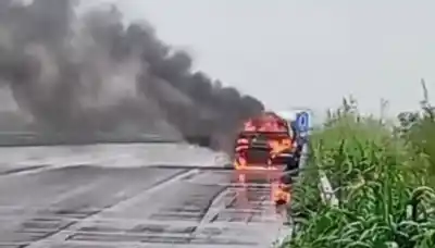 Incendio de vehículo en la Ruta 38: Conductor ileso