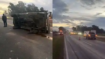 Volcó una camioneta en la Ruta 5 y los dos ocupantes salieron despedidos: murieron en el acto