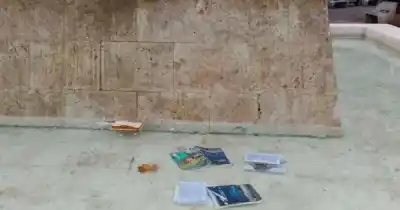 Vándalos atacaron una biblioteca comunitaria en Jujuy y los libros terminaron flotando en una fuente
