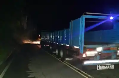 ¡Peligro en la noche! Camión averiado obstruyó la Ruta 307 a la salida de una curva