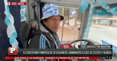 Pasión mundialista en Salta: el colectivero que convirtió su unidad en un homenaje a la Scaloneta