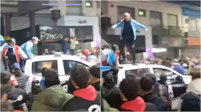 Se subieron al techo y lo manejaron entre la multitud: el insólito robo de un patrullero en medio de los festejos