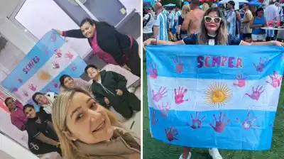 La bandera de las “manos rosas” que nació en Tucumán y emocionó en el Mundial