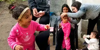 El momento en que una bebé escuchó por primera vez con una vincha que le cambió la vida