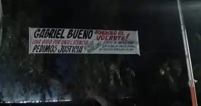 Apareció un pasacalle en Angaco contra el conductor que mató a un vecino y quedó libre