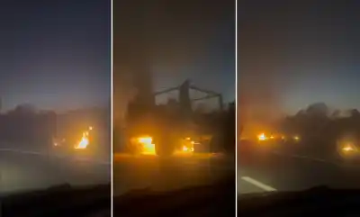 El viento Zonda desató el infierno en la autopista: un camión en llamas y el fuego que no para
