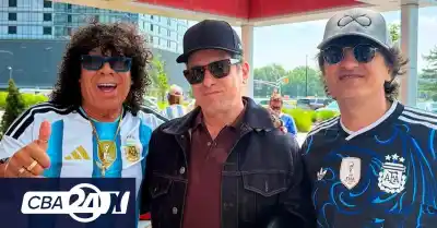 La Mona Jiménez se robó la previa de la final: foto con Calamaro y Ciro, y un pedido que no pudo cumplir
