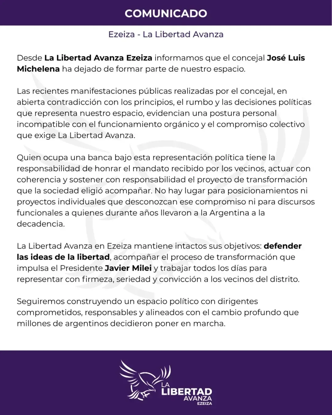 comunicado lla ezeiza