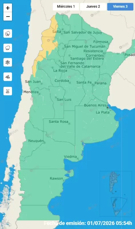Alerta vientos viernes