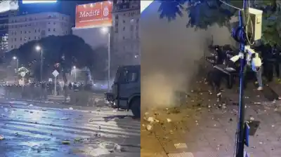 Obelisco: piedras, botellas y 15 detenidos tras la derrota de Argentina en el Mundial