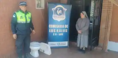 Robo en una Parroquia: Persecución y detención de joven que huía con pileta e inodoro