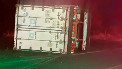 Un camión volcó en Ruta 64 y dejó a oscuras a varias localidades de Santa Rosa