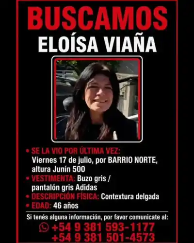 Búsqueda desesperada en Tucumán: desapareció Eloísa Viaña y no hay rastros desde hace 10 días