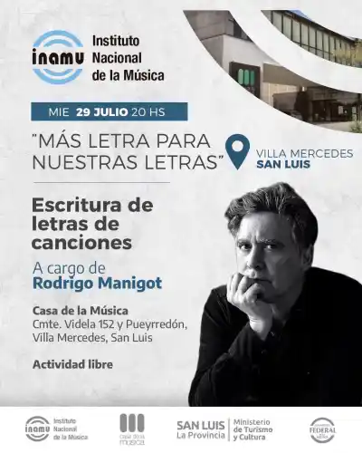 Un taller de letras que promete revelar los secretos de la composición musical en Villa Mercedes
