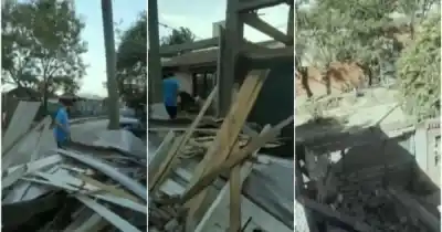 El viento Zonda derrumbó una pared sobre un auto y ahora necesitan 15 millones para reparar todo