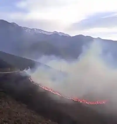 Tres frentes de fuego en Sañogasta: lo que las llamas amenazan en Las Chúcaras