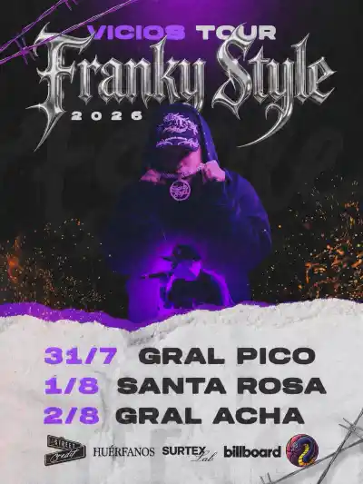 Franky Style desembarca en La Pampa con su Vicios Tour 2026 y promete un show que nadie quiere perderse