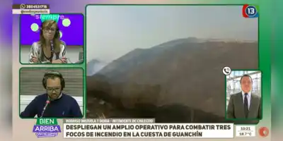 Tres focos de incendio arrasan la Cuesta de Guanchín: un operativo descomunal lucha contra las llamas