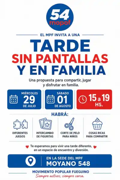 Se viene una tarde sin pantallas: juegos, corte de pelo gratis y mucha diversión en Río Grande