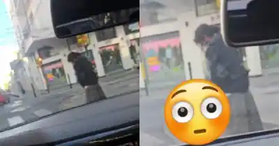 Indignación en Salta: orinó en pleno centro a la vista de todos y lo filmaron
