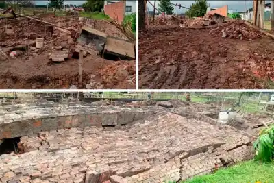 Obrero de 46 años quedó atrapado tras derrumbe en obra de Chajarí: temen lesión medular