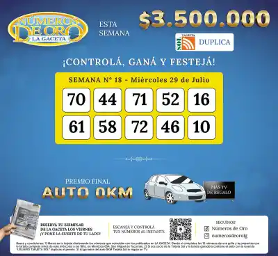 Mirá los números que pueden cambiar tu suerte: los Números de Oro de LA GACETA del 29 de julio